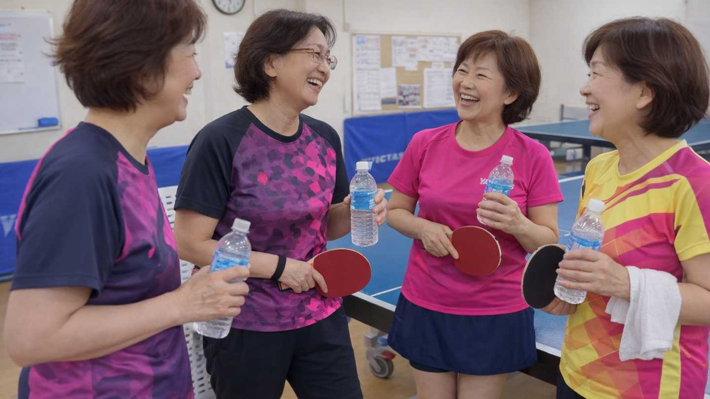 品川区西五反田のOverLight卓球道場の大人の女性生徒が談笑するイメージ